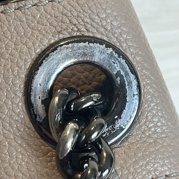 Coach Edie Turn lock Taupe Pebbled Leather Shoulder Bag Purse Satchel 36855 - Picture 8 of 16